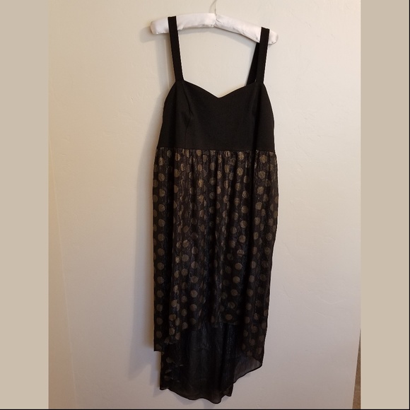 torrid Dresses & Skirts - Torrid Dress 20 Black Gold Dot Hi Lo Sheer Boho